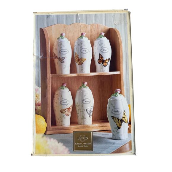 Lenox Other - Lenox Butterfly Meadow Spice Rack Set with Jars & Shelf With Box 2000s